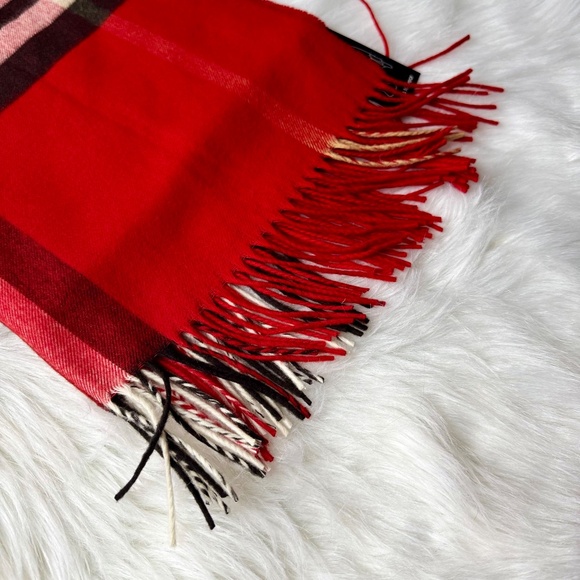 Cashmink Red Plaid Fringe Scarf Soft Lightweight Winter Wrap - Picture 4 of 10